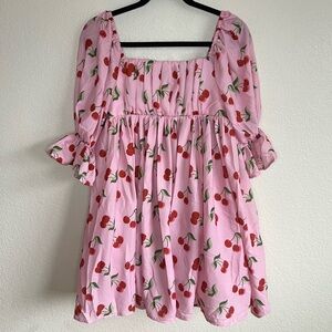Smak Parklour Pink Cherry Babydoll Dress Large